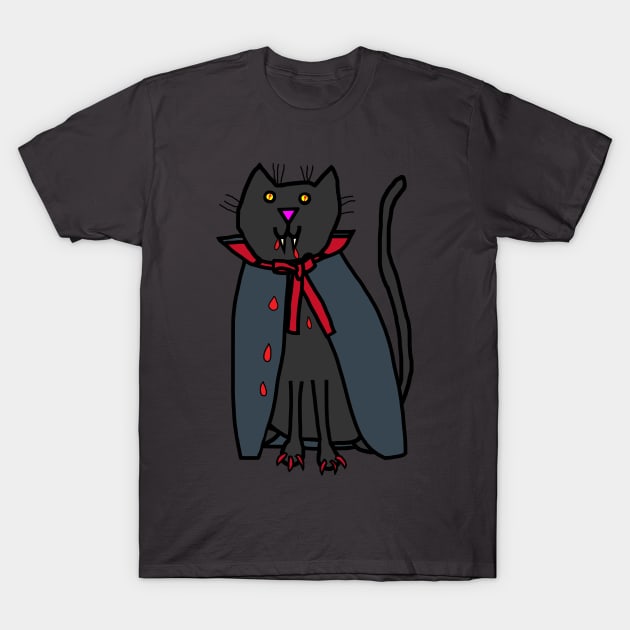 Halloween Horror Vampire Cat T-Shirt by ellenhenryart